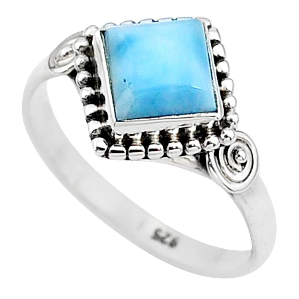 2.44cts solitaire natural blue larimar 925 sterling silver ring size 8.5 t11186