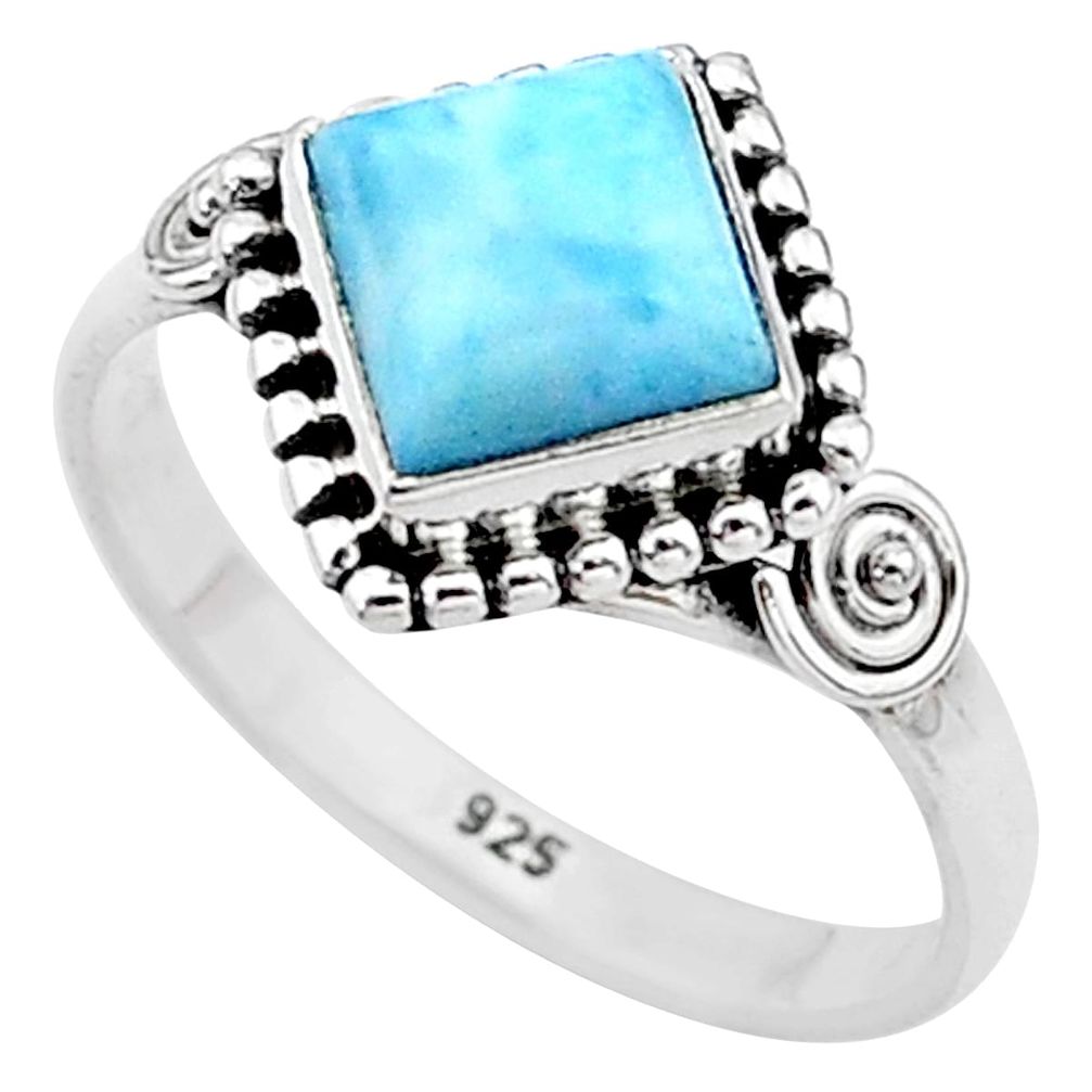 2.46cts solitaire natural blue larimar 925 sterling silver ring size 7.5 t11220