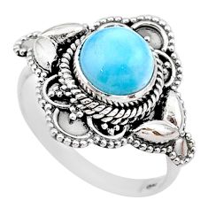 3.41cts solitaire natural blue larimar 925 sterling silver ring size 8.5 t27513