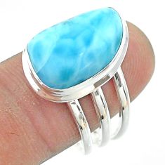 8.68cts solitaire natural blue larimar 925 sterling silver ring size 8.5 t56365