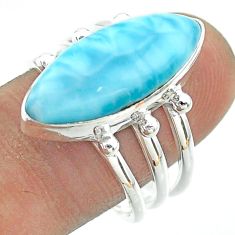 13.34cts solitaire natural blue larimar 925 sterling silver ring size 8.5 t56367