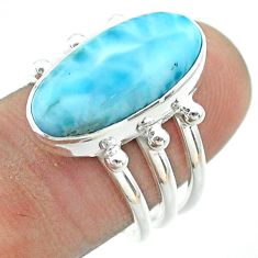 7.72cts solitaire natural blue larimar 925 sterling silver ring size 7.5 t56371