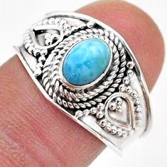 1.46cts solitaire natural blue larimar 925 sterling silver ring size 8.5 t75587