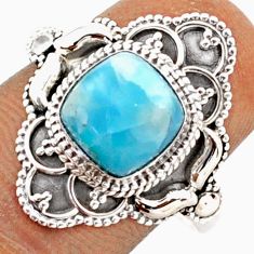 3.01cts solitaire natural blue larimar 925 sterling silver ring size 9.5 t81949