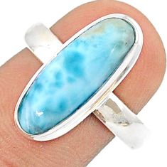 5.45cts solitaire natural blue larimar 925 sterling silver ring size 8.5 u29999