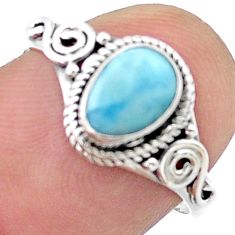 1.81cts solitaire natural blue larimar 925 sterling silver ring size 7.5 u43690