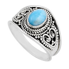 1.39cts solitaire natural blue larimar 925 sterling silver ring size 6.5 y56981