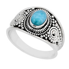 1.41cts solitaire natural blue larimar 925 sterling silver ring size 7.5 y56986