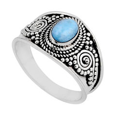 1.42cts solitaire natural blue larimar 925 sterling silver ring size 8.5 y56999