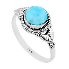 2.52cts solitaire natural blue larimar 925 sterling silver ring size 7.5 y62807