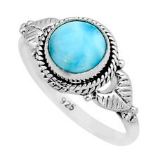 2.48cts solitaire natural blue larimar 925 sterling silver ring size 6.5 y64216