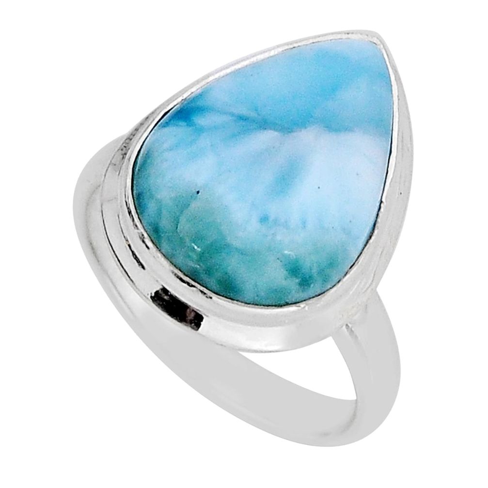 9.98cts solitaire natural blue larimar 925 sterling silver ring size 6.5 y72590