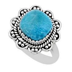 5.75cts solitaire natural blue larimar 925 sterling silver ring size 6.5 y76205