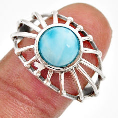 2.98cts solitaire natural blue larimar 925 sterling silver ring size 8.5 y78841