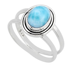 1.97cts solitaire natural blue larimar 925 sterling silver ring size 7.5 y81745