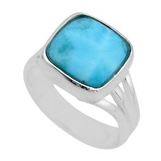 5.36cts solitaire natural blue larimar 925 sterling silver ring size 5.5 y82914