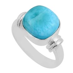 4.57cts solitaire natural blue larimar 925 sterling silver ring size 5.5 y82916