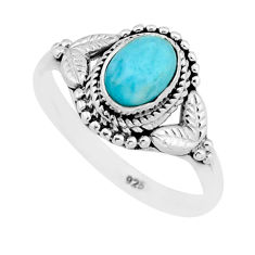 1.51cts solitaire natural blue larimar leaf sterling silver ring size 8 y64211