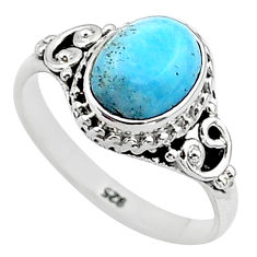 2.92cts solitaire natural blue larimar oval shape 925 silver ring size 7 t11227