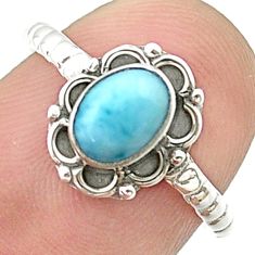 1.46cts solitaire natural blue larimar oval sterling silver ring size 6 u43738