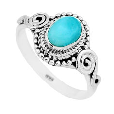 1.47cts solitaire natural blue larimar oval sterling silver ring size 7 y64202