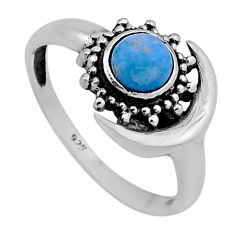 0.82cts solitaire natural blue larimar round 925 silver moon ring size 8 n47348