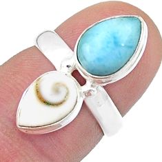 5.03cts solitaire natural blue larimar shiva eye 925 silver ring size 5.5 u50378