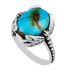 6.04cts solitaire natural blue mojave turquoise oval silver ring size 6.5 n37224