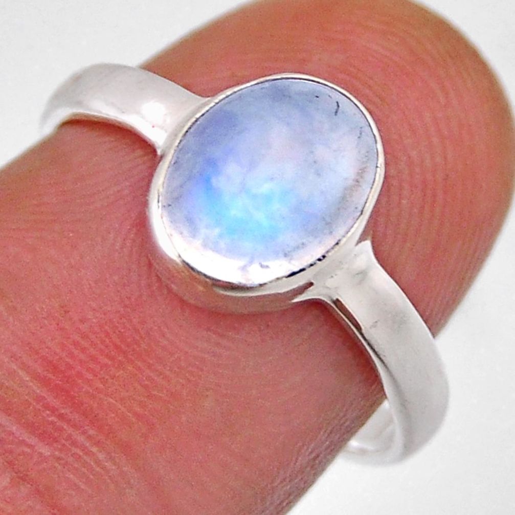 2.89cts solitaire natural blue moonstone 925 sterling silver ring size 6 n37360