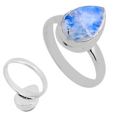 5.14cts solitaire natural blue moonstone 925 sterling silver ring size 8 y82297
