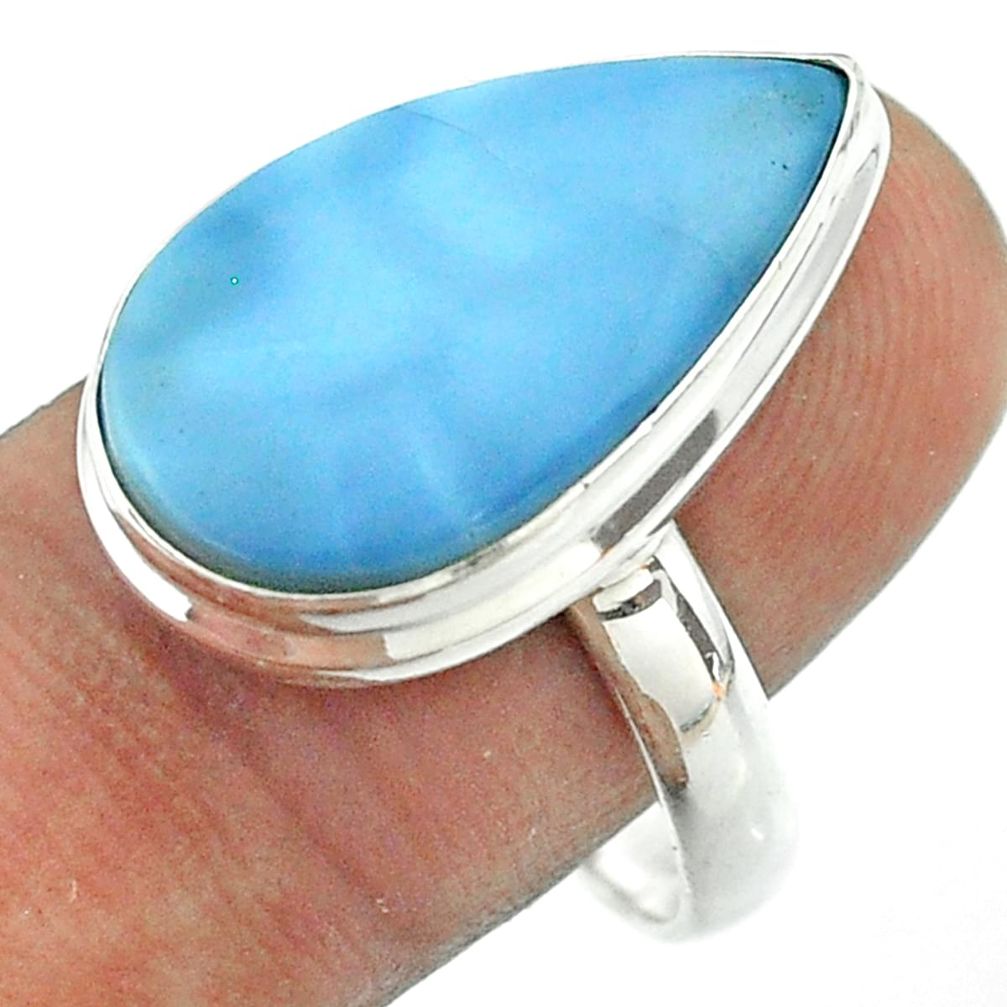 14.68cts solitaire natural blue owyhee opal 925 silver ring size 10 t54033