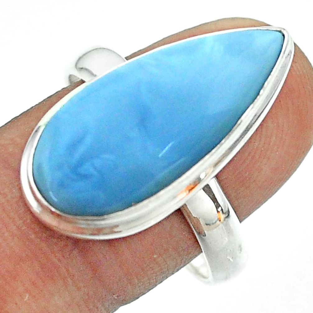 14.40cts solitaire natural blue owyhee opal 925 silver ring size 10 t54040