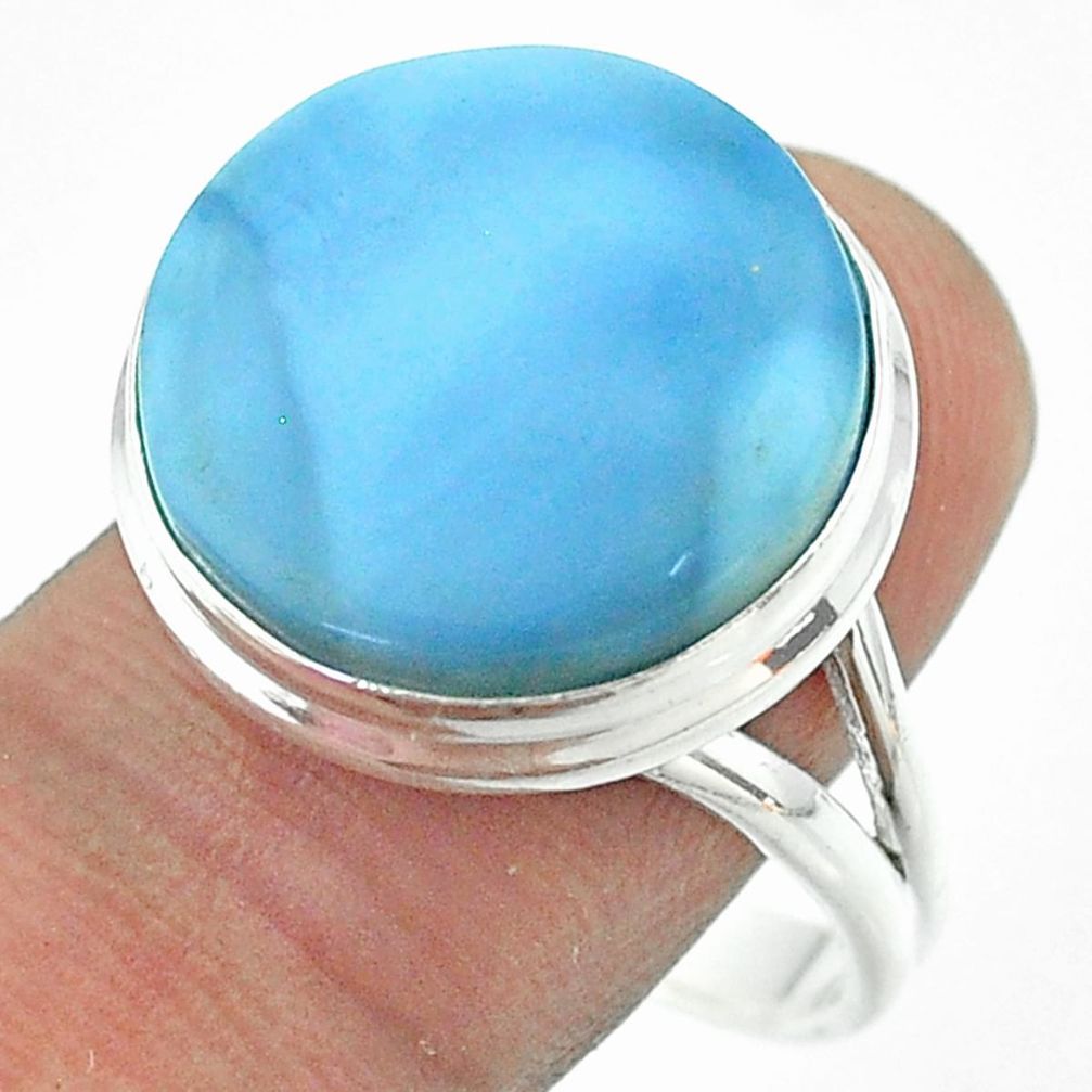 16.42cts solitaire natural blue owyhee opal 925 silver ring size 11 t54028