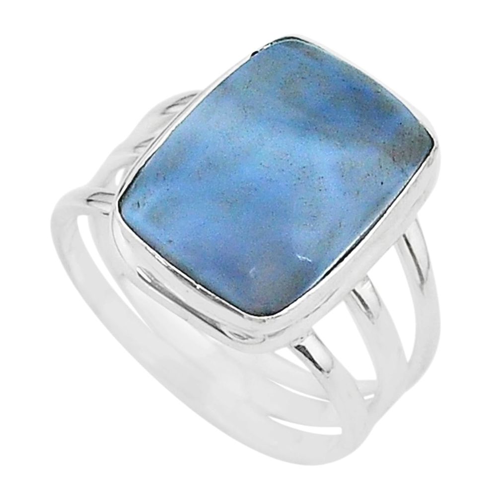 11.19cts solitaire natural blue owyhee opal 925 silver ring size 9 t17855