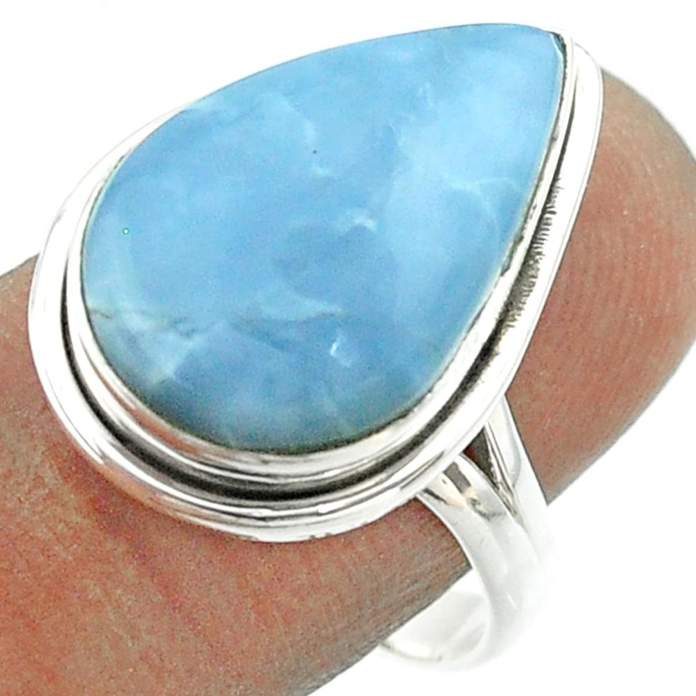 12.43cts solitaire natural blue owyhee opal 925 silver ring size 9 t55978