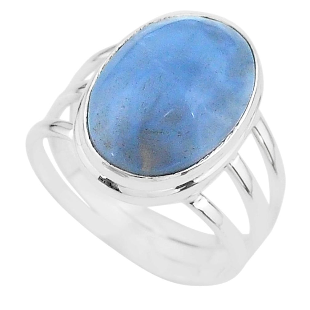 14.26cts solitaire natural blue owyhee opal 925 silver ring size 10.5 t17860