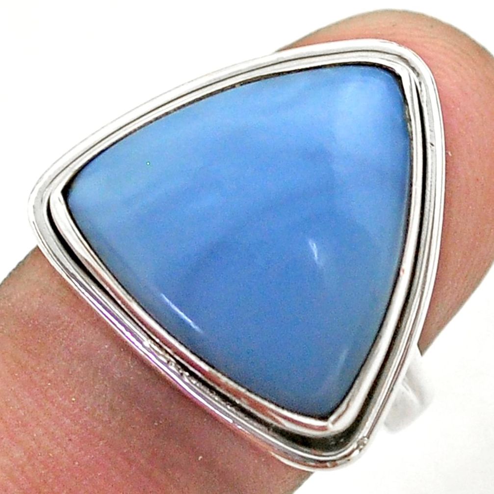 12.34cts solitaire natural blue owyhee opal 925 silver ring size 7.5 t76024