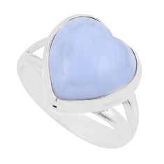 6.39cts solitaire natural blue owyhee opal heart 925 silver ring size 6 y46561