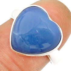 8.44cts solitaire natural blue owyhee opal heart 925 silver ring size 8 u89300