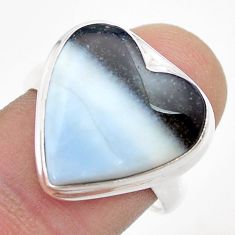 12.72cts solitaire natural blue owyhee opal heart silver ring size 8.5 u51808