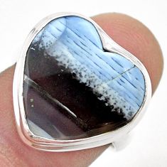 13.34cts solitaire natural blue owyhee opal heart silver ring size 7.5 u51815