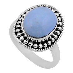 5.14cts solitaire natural blue owyhee opal oval 925 silver ring size 8 n50032