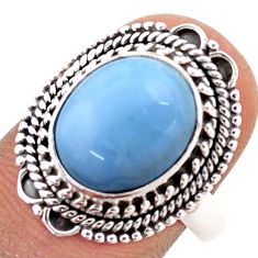 5.53cts solitaire natural blue owyhee opal oval 925 silver ring size 8.5 t80333