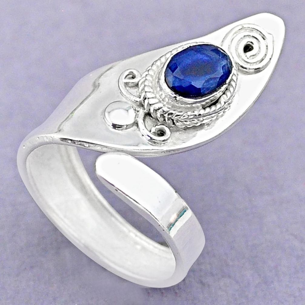 1.45cts solitaire natural blue sapphire 925 silver adjustable ring size 7 t32154