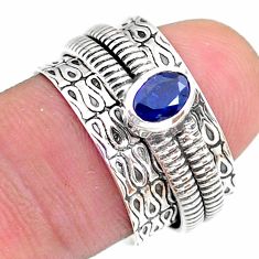 0.69cts solitaire natural blue sapphire 925 silver spinner ring size 7 t31726
