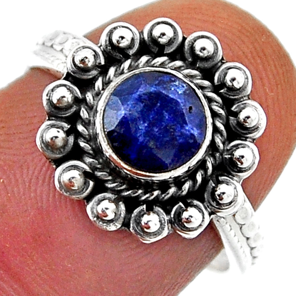 1.07cts solitaire natural blue sapphire 925 sterling silver ring size 6.5 n41248