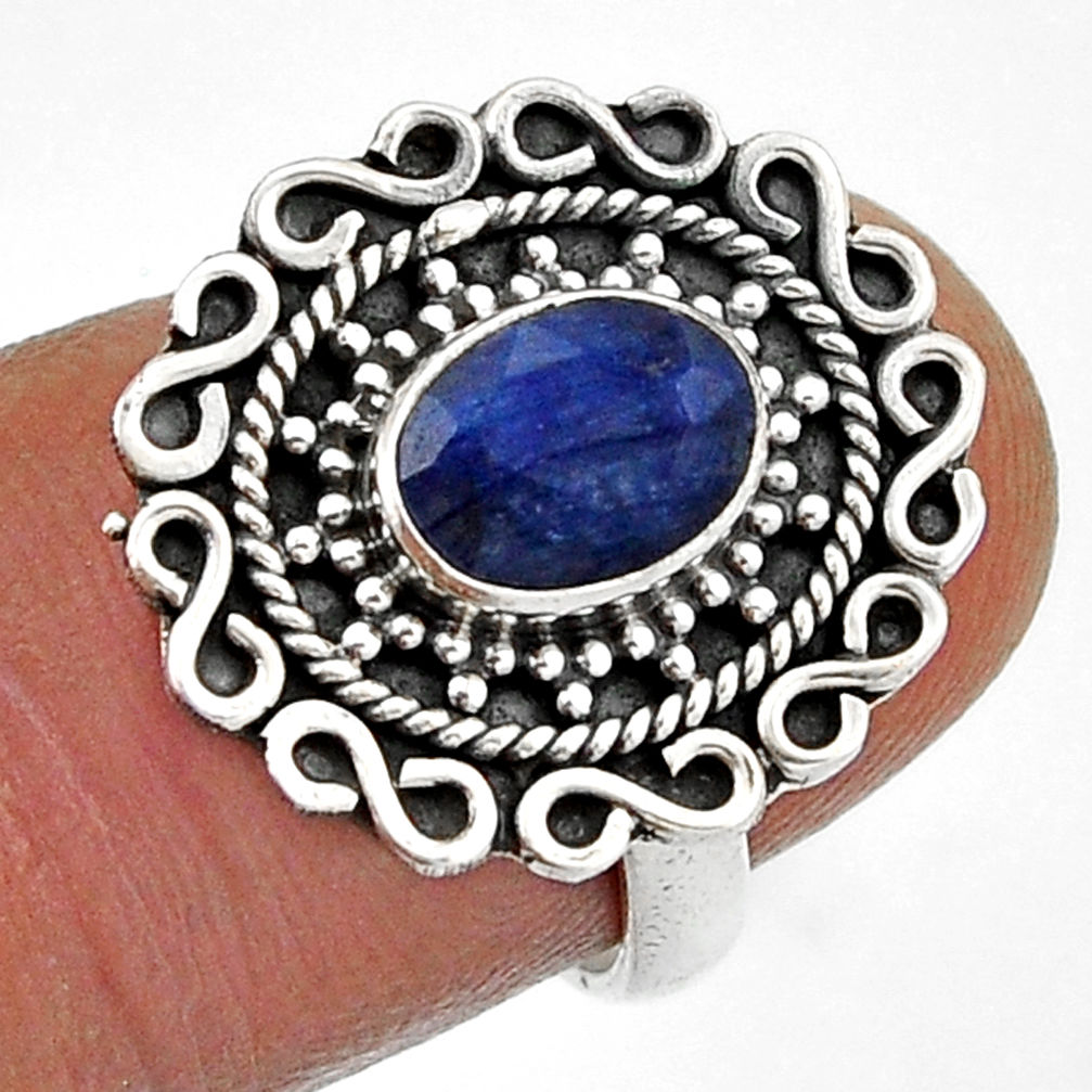 2.02cts solitaire natural blue sapphire 925 sterling silver ring size 6.5 n42994