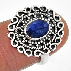 2.02cts solitaire natural blue sapphire 925 sterling silver ring size 6.5 n42994