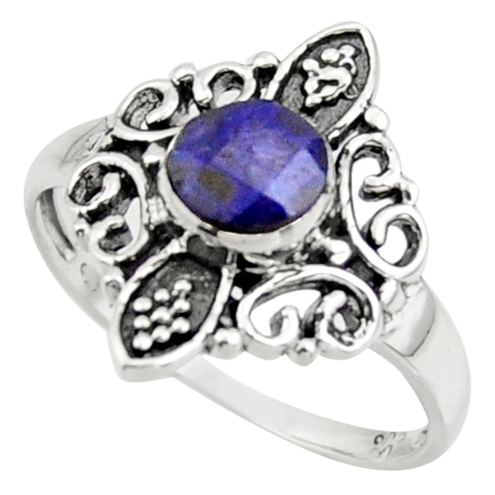 1.31cts solitaire natural blue sapphire 925 sterling silver ring size 7.5 r41942