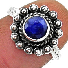 0.93cts solitaire natural blue sapphire 925 sterling silver ring size 6 n41253